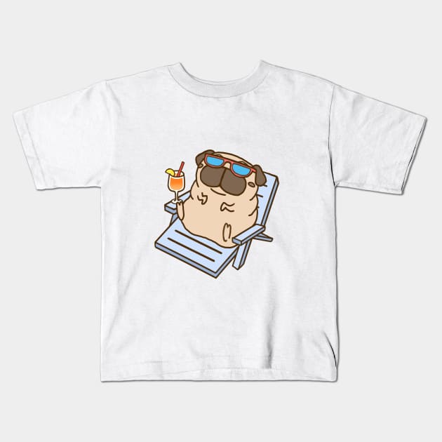 Pug summer Kids T-Shirt by Pugget Nugget